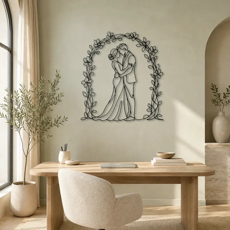 Flower Arch Pair Metal Wall Art | Romantic Couple Decor - lifestyle view 4
