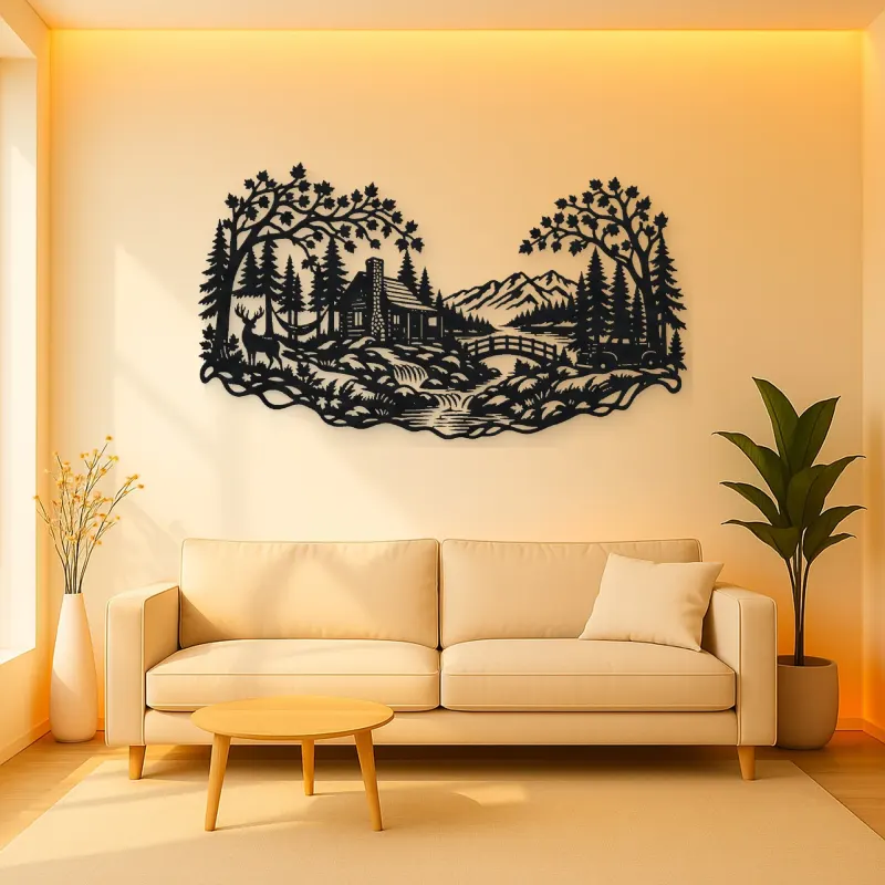 Autumn Woodland Flow Metal Wall Art | Nature Silhouette Decor