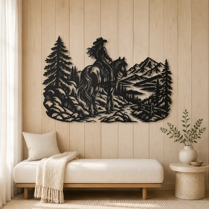 Rider on Trail Metal Wall Art | Equestrian Wall Decor - lifestyle view 5