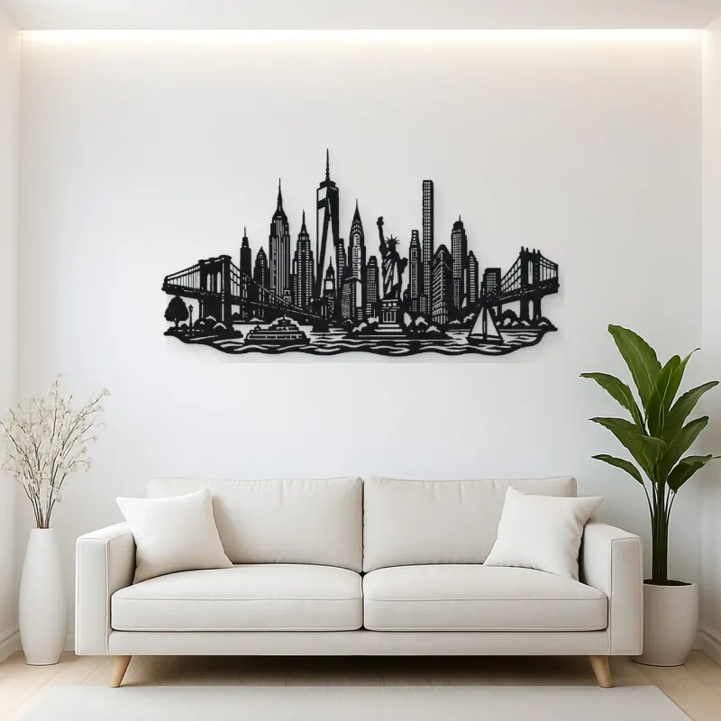 New York Skyline Flow Metal Wall Art | Travel and City Wall Decor
