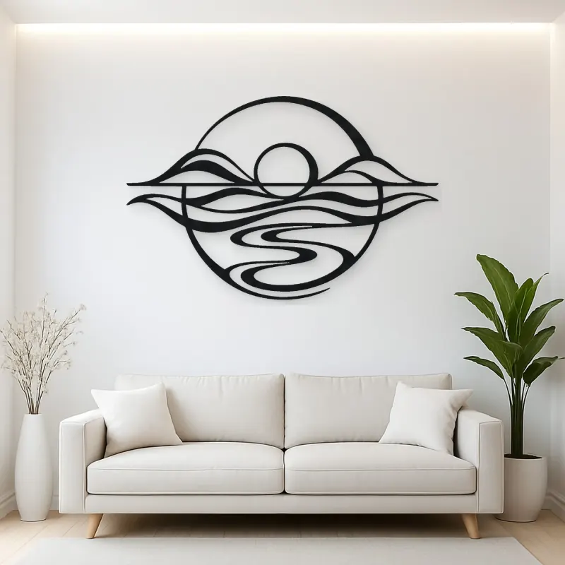 Five Line Horizon Metal Wall Art | Nature Silhouette Decor