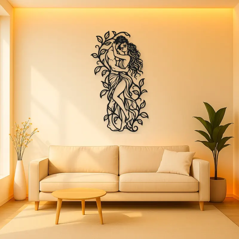 Garden Embrace Metal Wall Art | Romantic Couple Decor