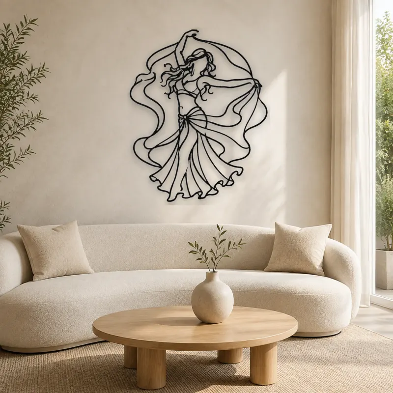 Belly Dance Silhouette Metal Wall Art | Dance Silhouette Wall Decor - lifestyle view 3