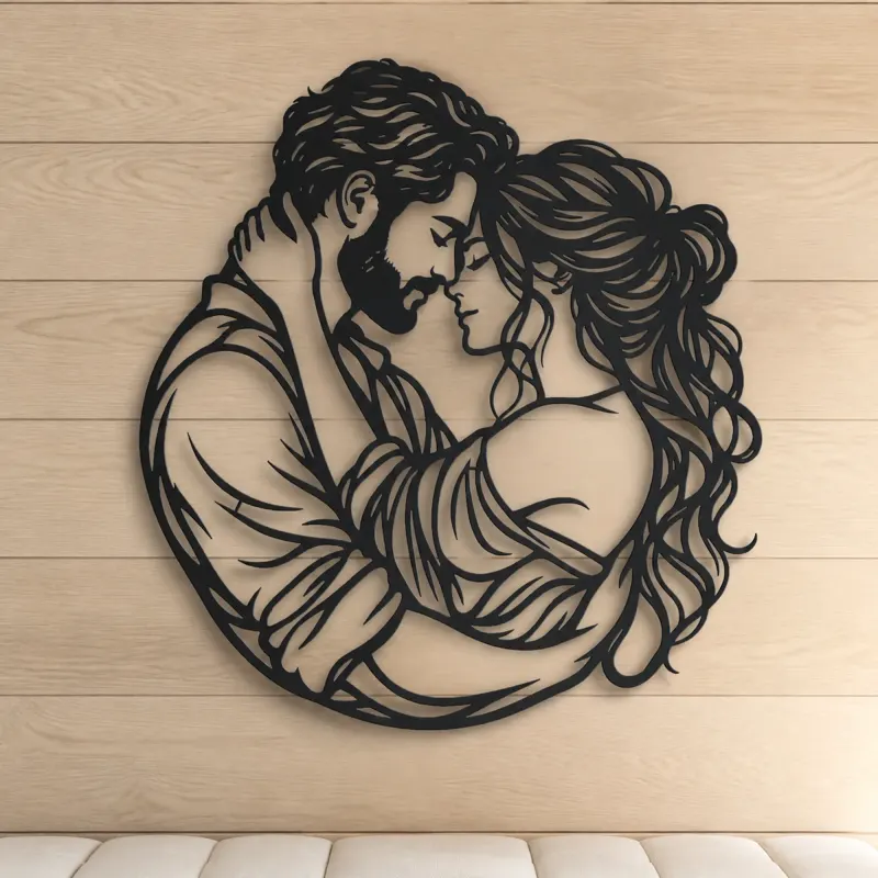 Forehead Touch Metal Wall Art | Romantic Couple Decor - lifestyle view 5