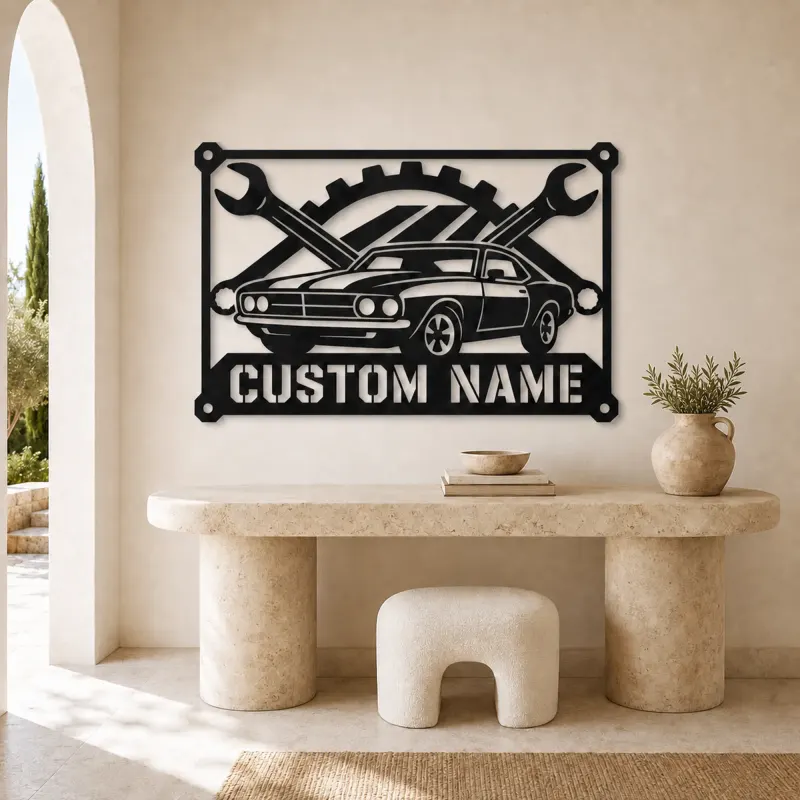 Personalized Classic Muscle Car Metal Wall Art - lifestyle view 3