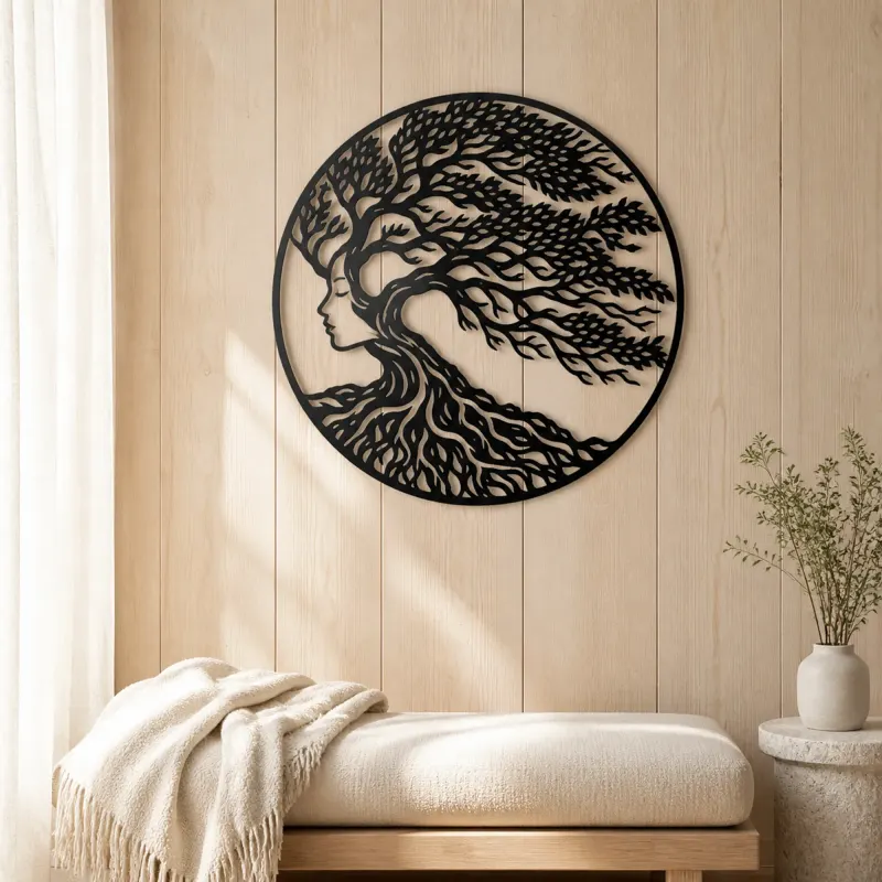 Windblown Tree Metal Wall Art | Botanical Metal Wall Decor - lifestyle view 5