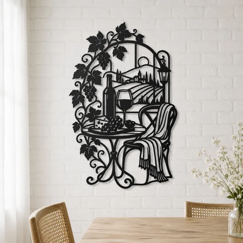 Wine Glass Vine Metal Wall Art | Botanical Metal Wall Decor - lifestyle view 4