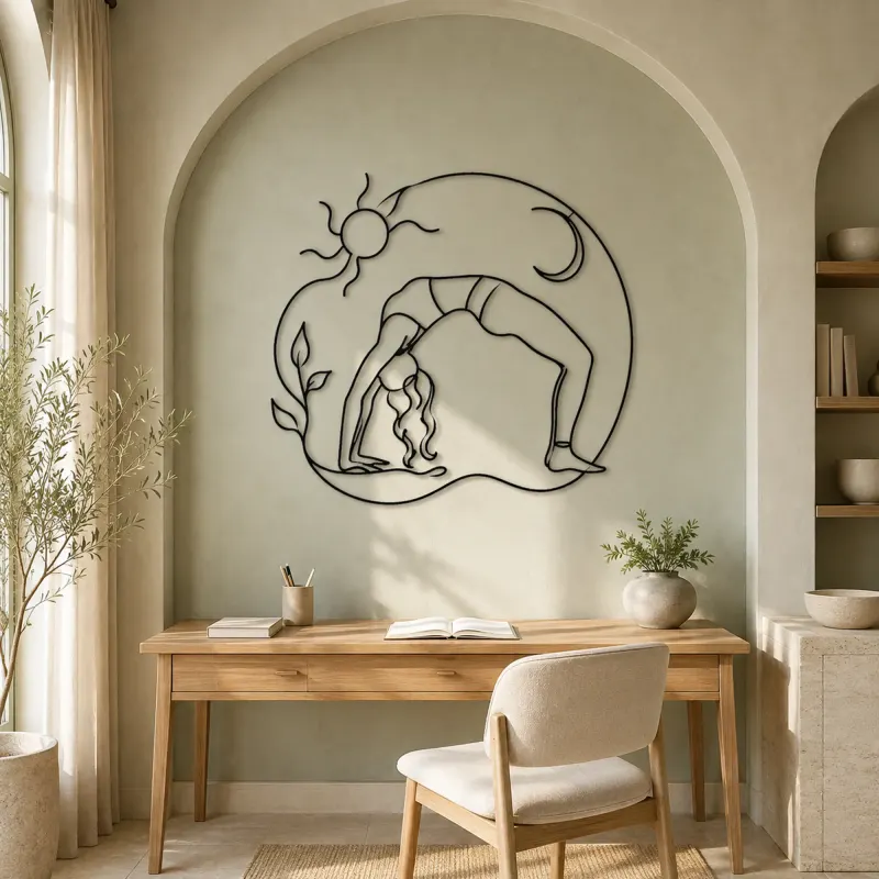 Bridge Pose Arc Metal Wall Art | Yoga and Meditation Wall Decor - lifestyle view 4