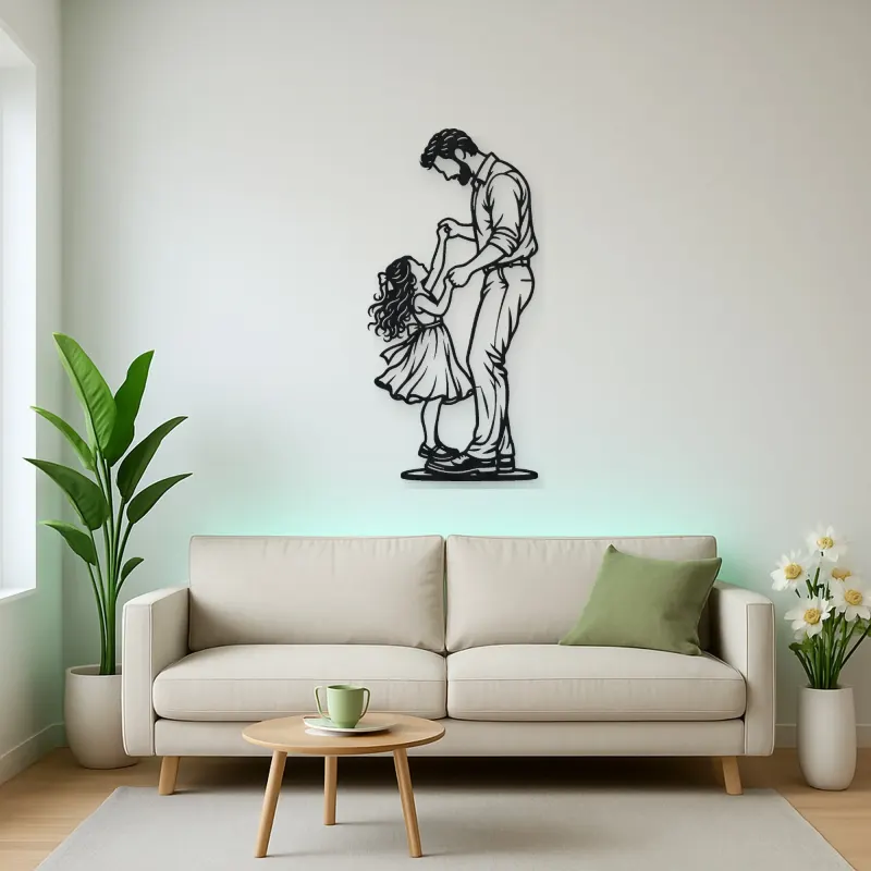 Father Daughter Dance Metal Wall Art | Family Silhouette Decor