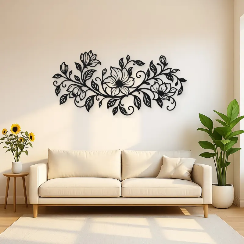 Endless Floral Vine Metal Wall Art | Botanical Metal Wall Decor