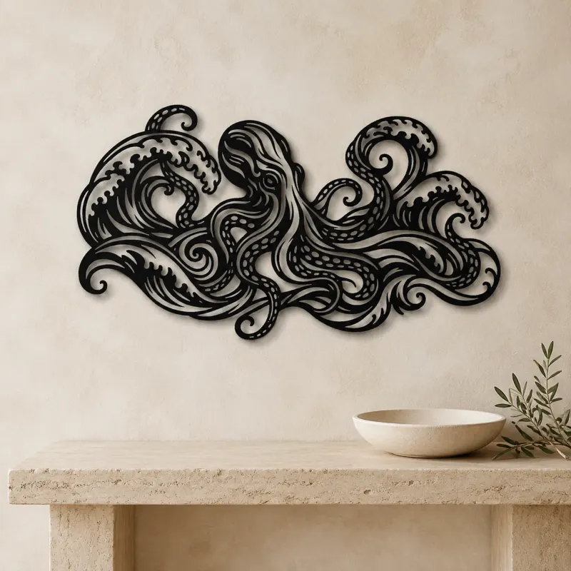 Octopus Flow Metal Wall Art | Coastal and Nautical Wall Decor - lifestyle view 3