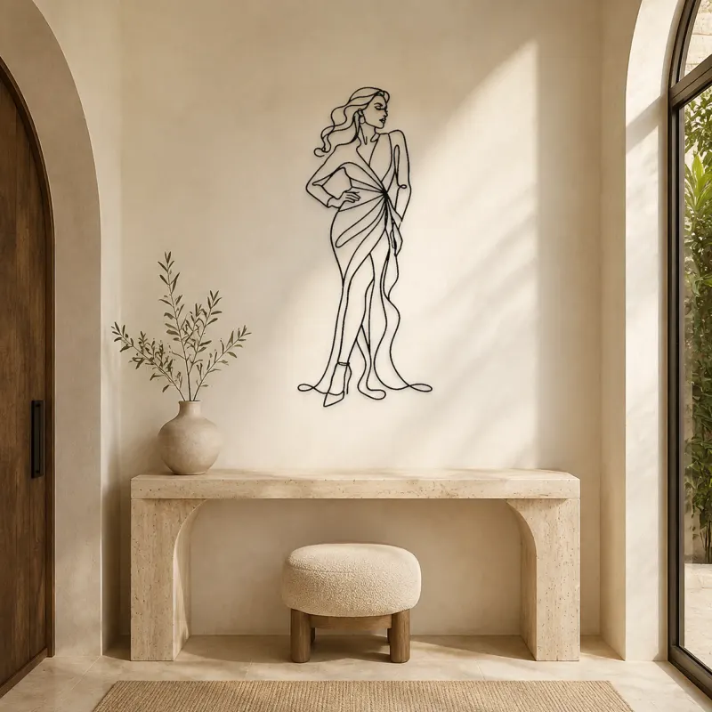 Wrapped Dress Pose Metal Wall Art | Fashion Figure Wall Decor - lifestyle view 3