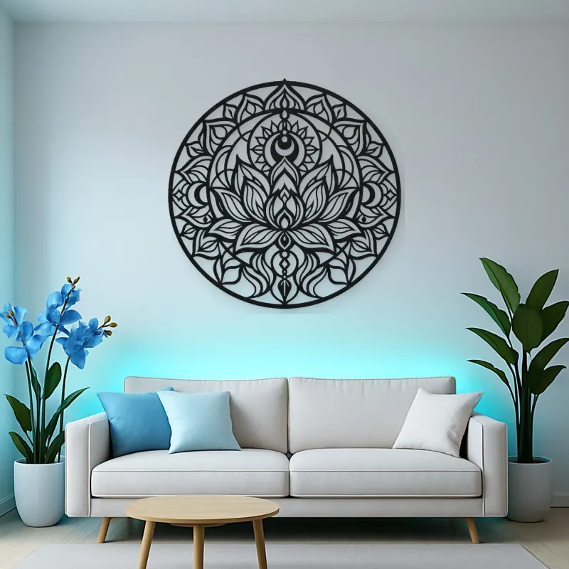 Lotus Mandala Metal Wall Art | Botanical Metal Wall Decor
