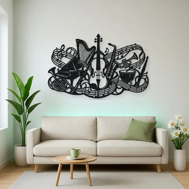 Orchestra Instrument Fusion Metal Wall Art | Music Room Wall Decor