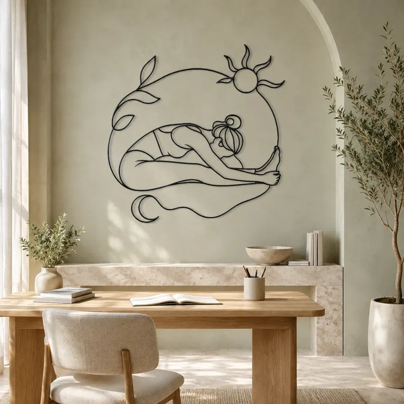 Seated Forward Fold Metal Wall Art | Yoga and Meditation Wall Decor - lifestyle view 4