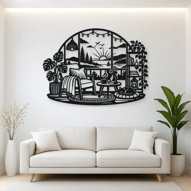 Cozy Home Horizon Metal Wall Art | Nature Silhouette Decor