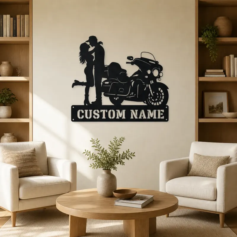 Personalized Touring Bagger Couple Metal Wall Art - lifestyle view 4