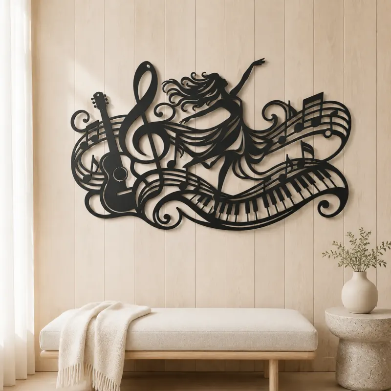Dancing Treble Flow Metal Wall Art | Music Room Wall Decor - lifestyle view 5