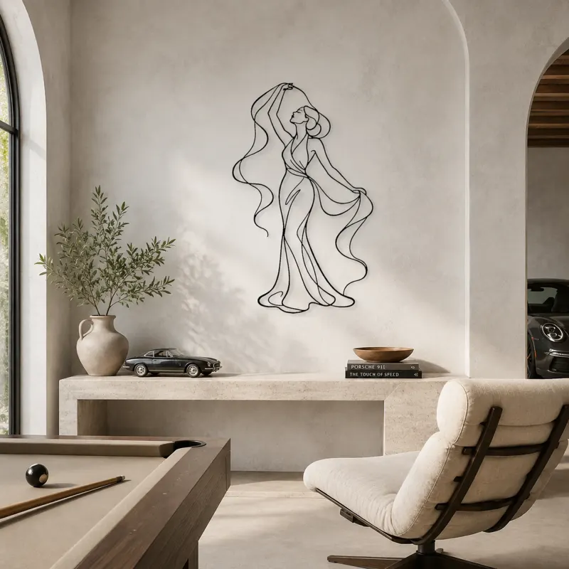 Ribbon Scarf Muse Metal Wall Art | Fashion Figure Wall Decor - lifestyle view 4