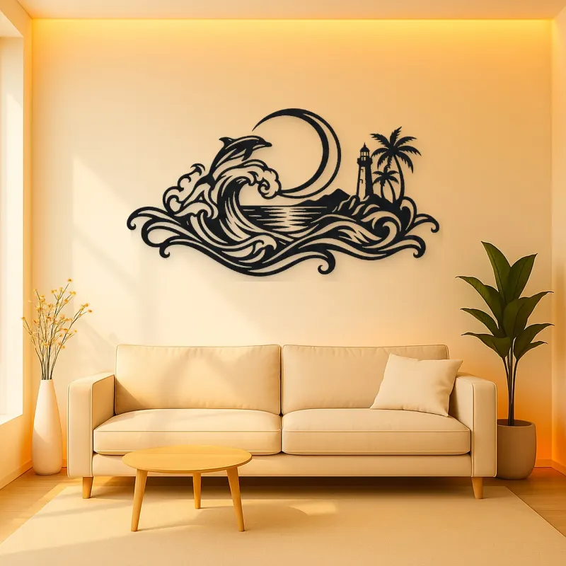 Crescent Moon Tide Metal Wall Art | Coastal and Nautical Wall Decor