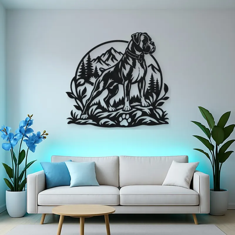 Boxer Strong Profile Metal Wall Art | Pet Lover Silhouette Decor