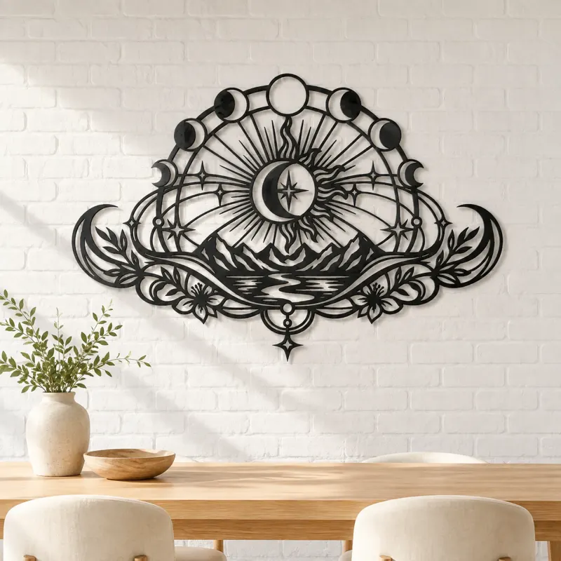 Lunar Phases Arc Metal Wall Art | Celestial Boho Wall Decor - lifestyle view 4