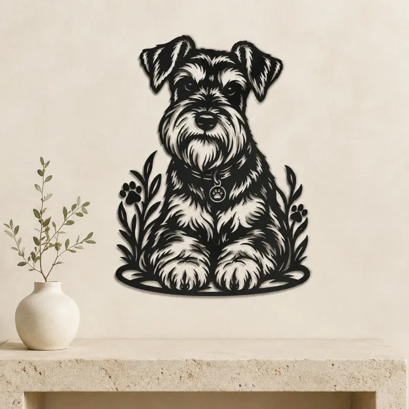 Schnauzer Portrait Metal Wall Art | Pet Lover Silhouette Decor - lifestyle view 3