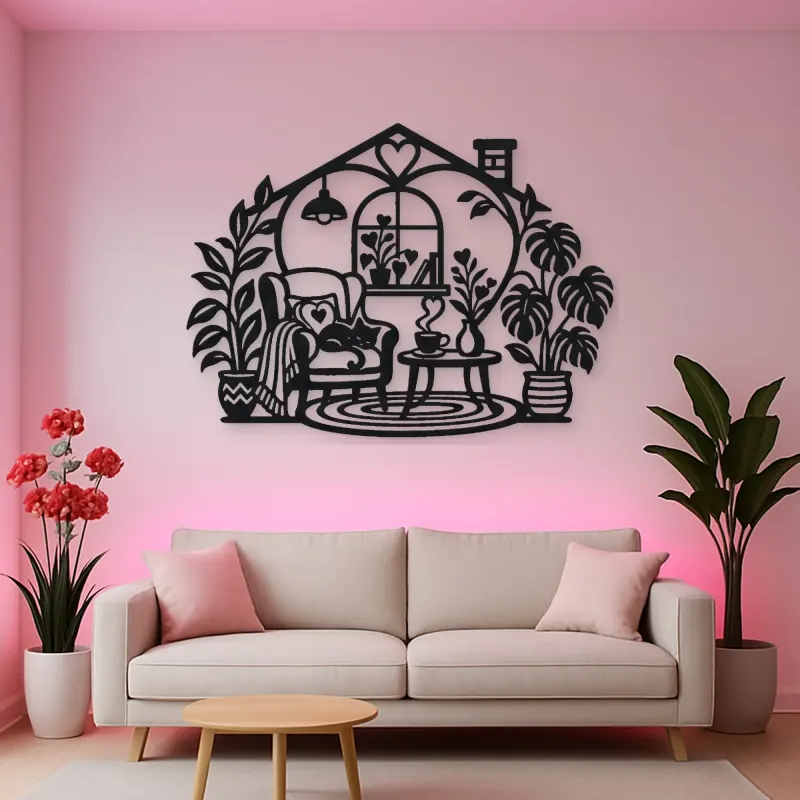 Home Sweet Heart Symbol Metal Wall Art | Cozy Home Metal Decor