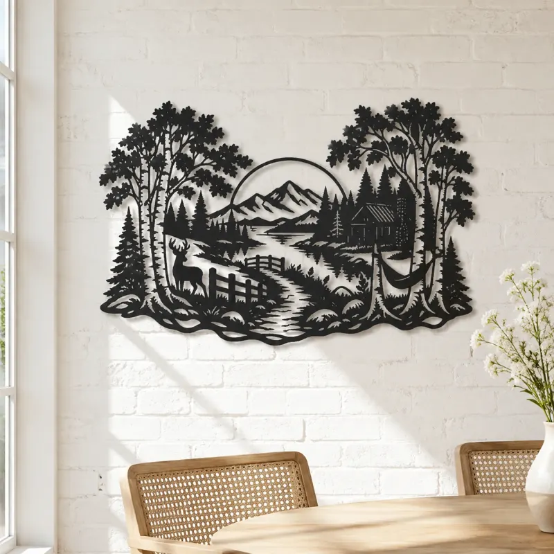 Birch Tree Path Metal Wall Art | Botanical Metal Wall Decor - lifestyle view 4