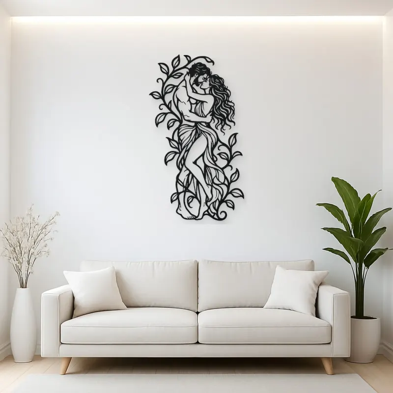 Garden Embrace Metal Wall Art | Romantic Couple Decor