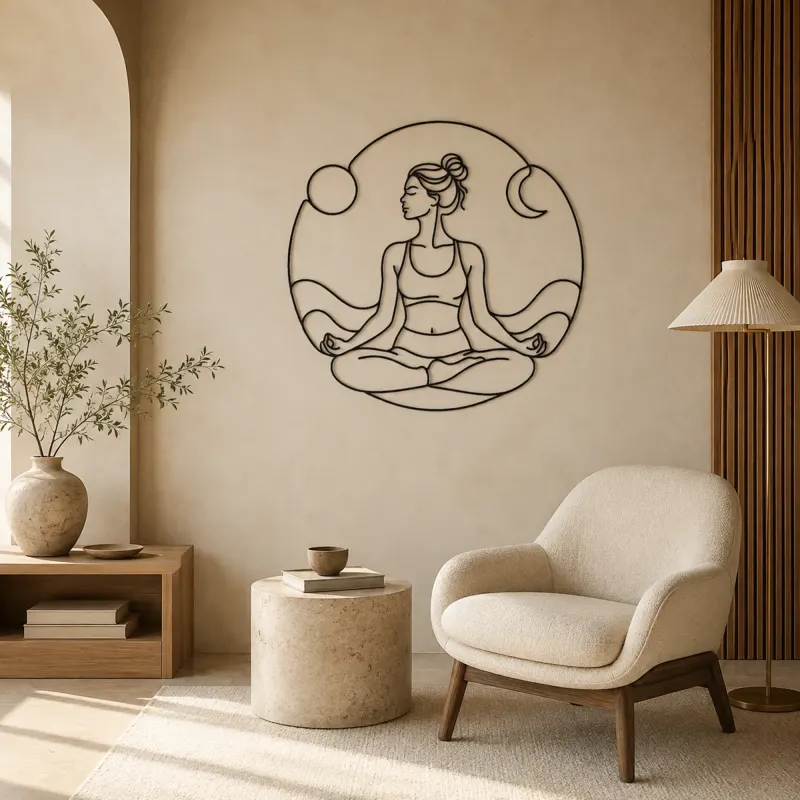Lotus Pose Meditation Metal Wall Art | Yoga and Meditation Wall Decor - lifestyle view 5