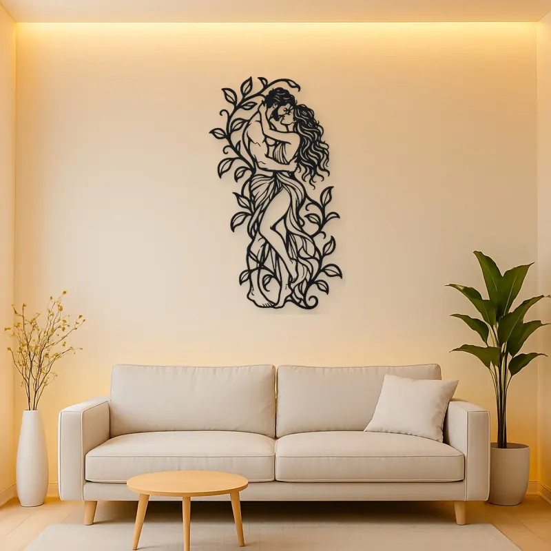Garden Embrace Metal Wall Art | Romantic Couple Decor