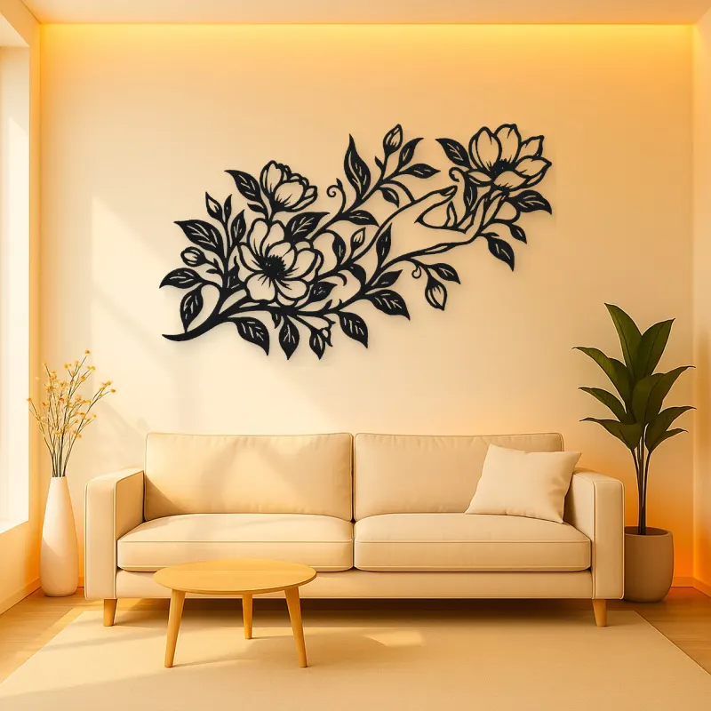 Botanical Woman Hand Metal Wall Art | Minimalist Woman Line Art