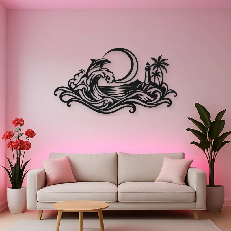 Crescent Moon Tide Metal Wall Art | Coastal and Nautical Wall Decor