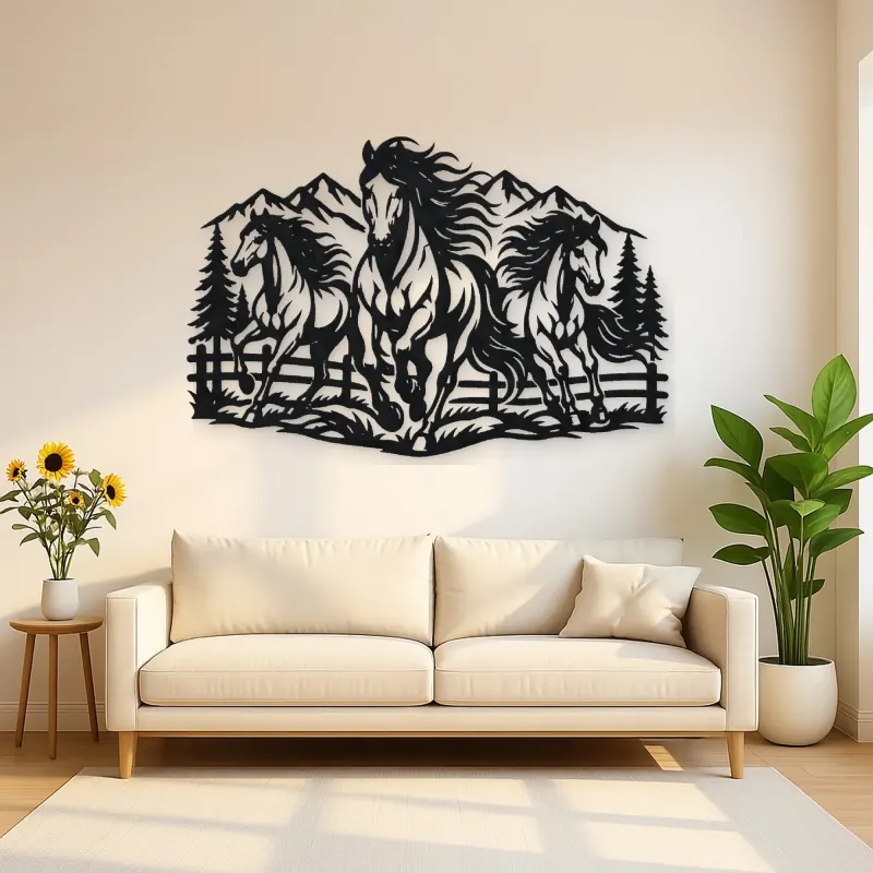 Three Horse Herd Metal Wall Art | Equestrian Wall Decor