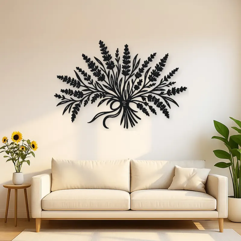 Lavender Bouquet Metal Wall Art | Botanical Metal Wall Decor
