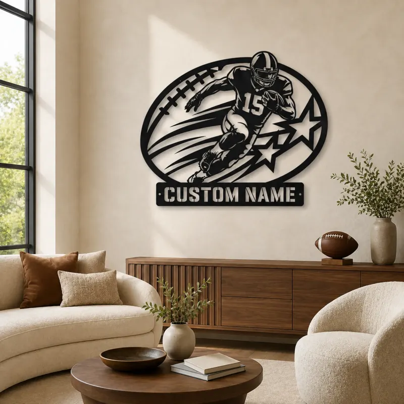 Décoration murale en métal personnalisée avec running back numéro 15 et étoiles