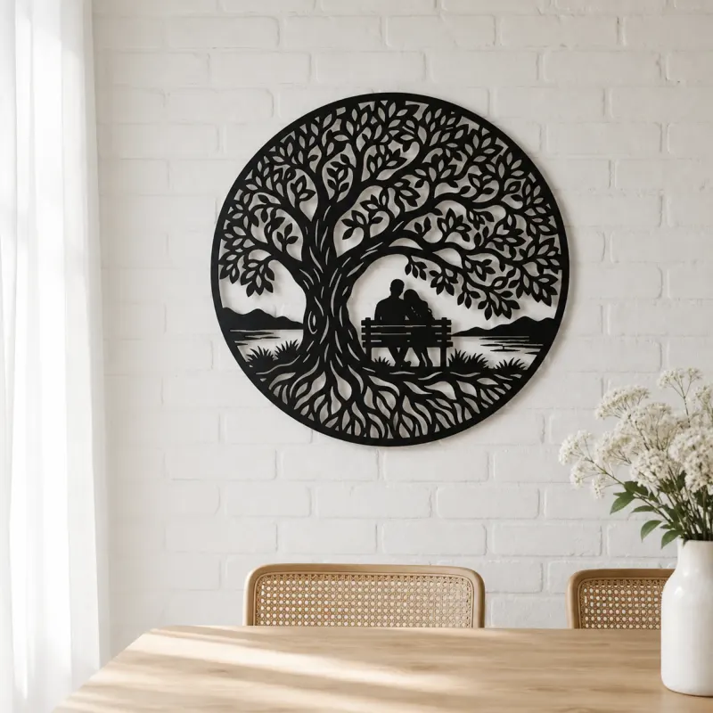 Tree with Bench Couple Metal Wall Art | Romantic Couple Decor - lifestyle view 4
