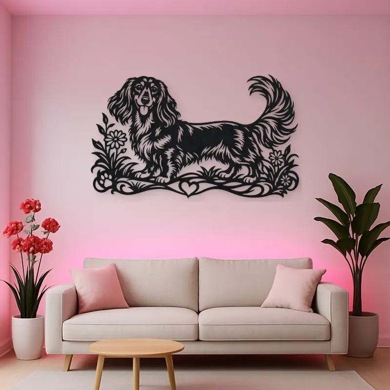Dachshund Long Line Metal Wall Art | Pet Lover Silhouette Decor