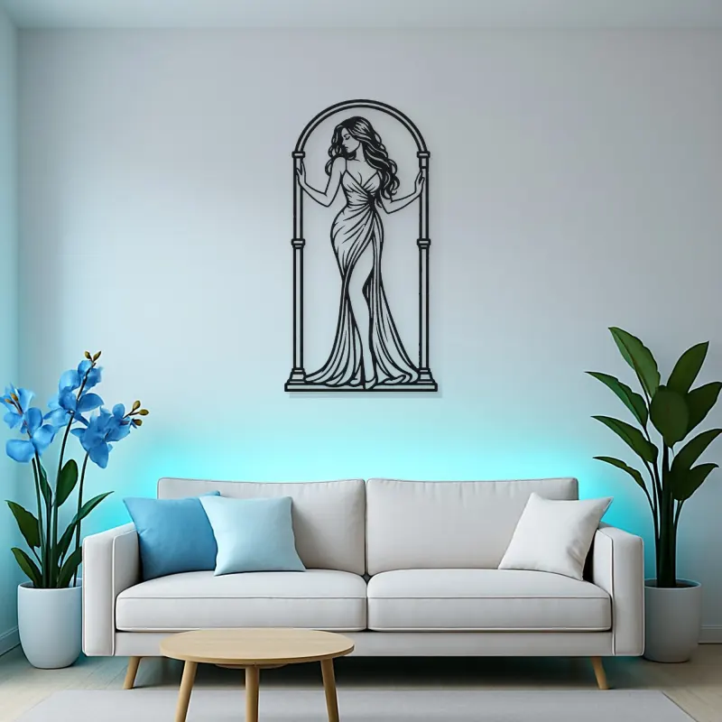 Woman in Arch Metal Wall Art | Minimalist Woman Line Art