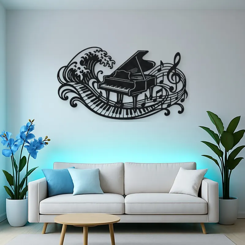 Piano Wave Keys Metal Wall Art | Music Room Wall Decor