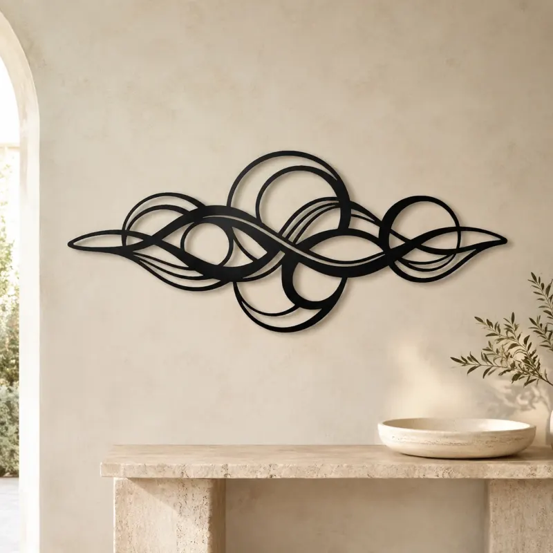 Calm Horizontal Rhythm Metal Wall Art | Modern Abstract Metal Decor - lifestyle view 3