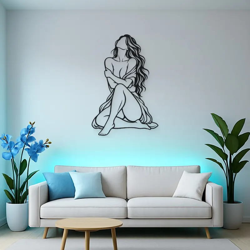 Quiet Self Love Metal Wall Art | Minimalist Woman Line Art