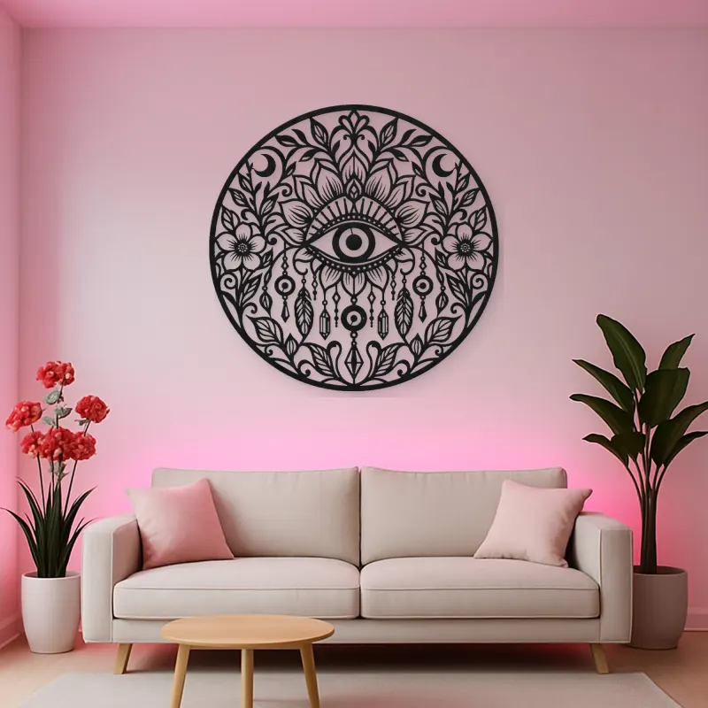 Evil Eye Floral Metal Wall Art | Spiritual Boho Metal Decor