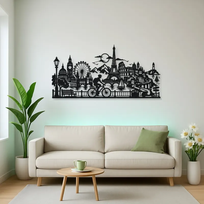 Bicycle City Ride Metal Wall Art | Travel and City Wall Decor