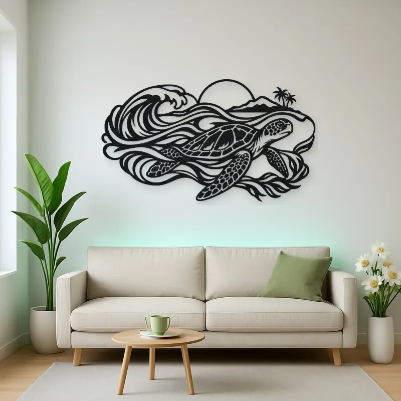 Sea Turtle Current Metal Wall Art | Coastal and Nautical Wall Decor