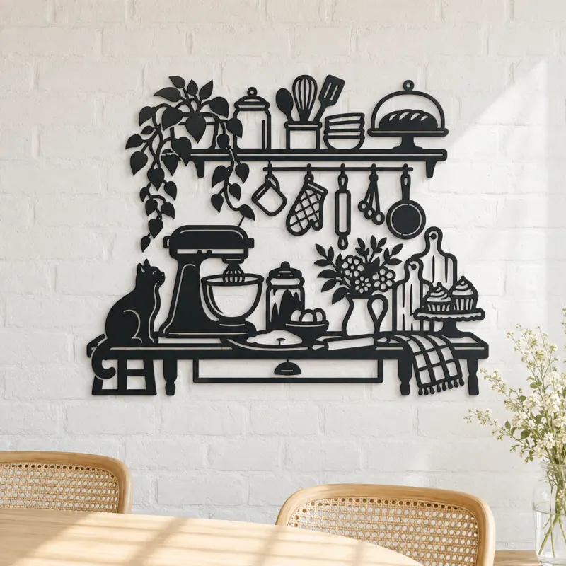 Baker Kitchen Line Metal Wall Art | Cozy Home Metal Decor - lifestyle view 4