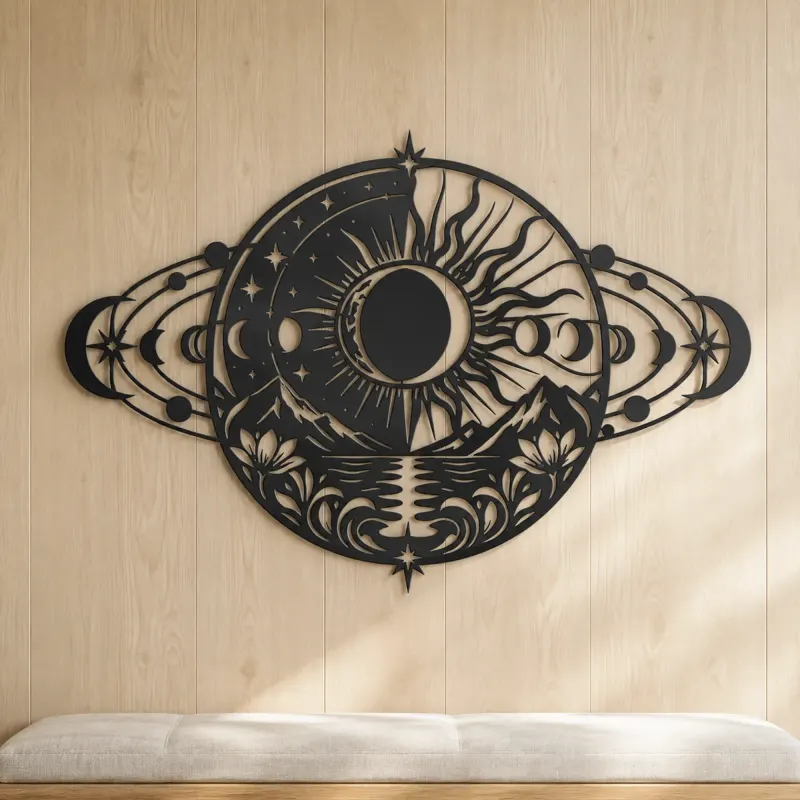 Eclipse Harmony Metal Wall Art | Celestial Boho Wall Decor - lifestyle view 5