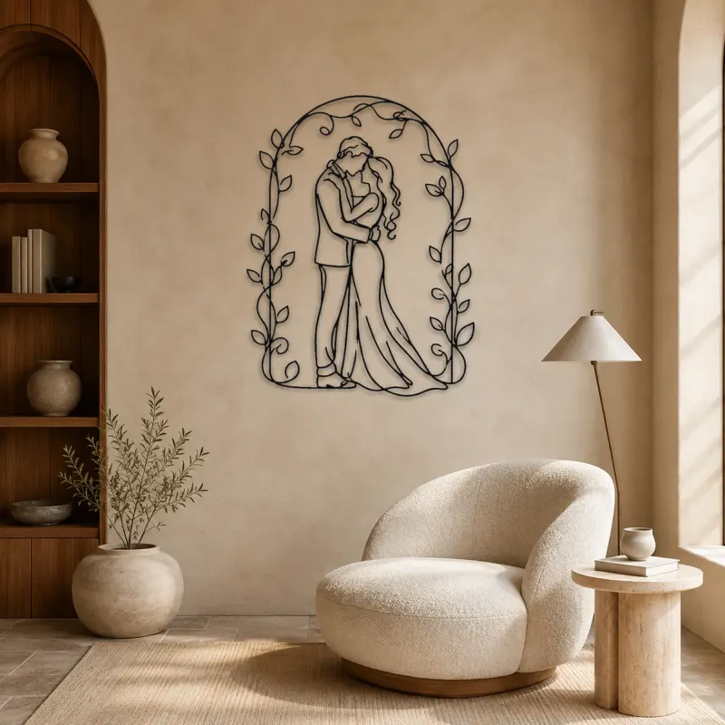 Romantic Arch Couple Metal Wall Art | Romantic Couple Decor - lifestyle view 5