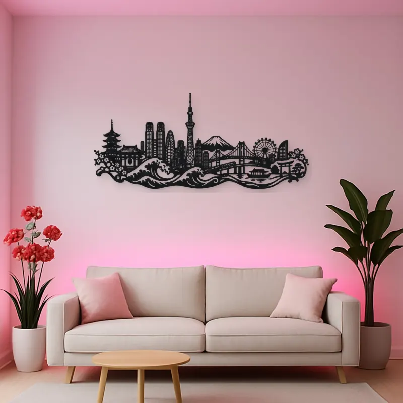 Tokyo Skyline Wave Metal Wall Art | Travel and City Wall Decor
